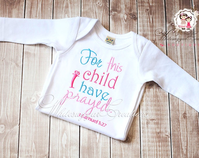 Baby Girl Going Home Outfit - For this Child I have Prayed Gown - Bible Verse Outfit - Newborn Personalized Gown