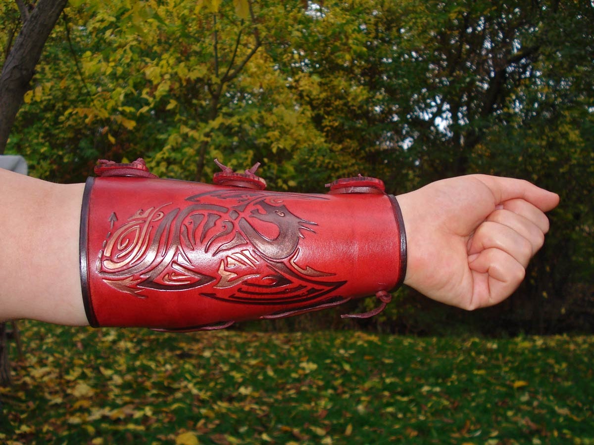 Archery Arm Guard Tooled Leather by MadeOfLeather on Etsy