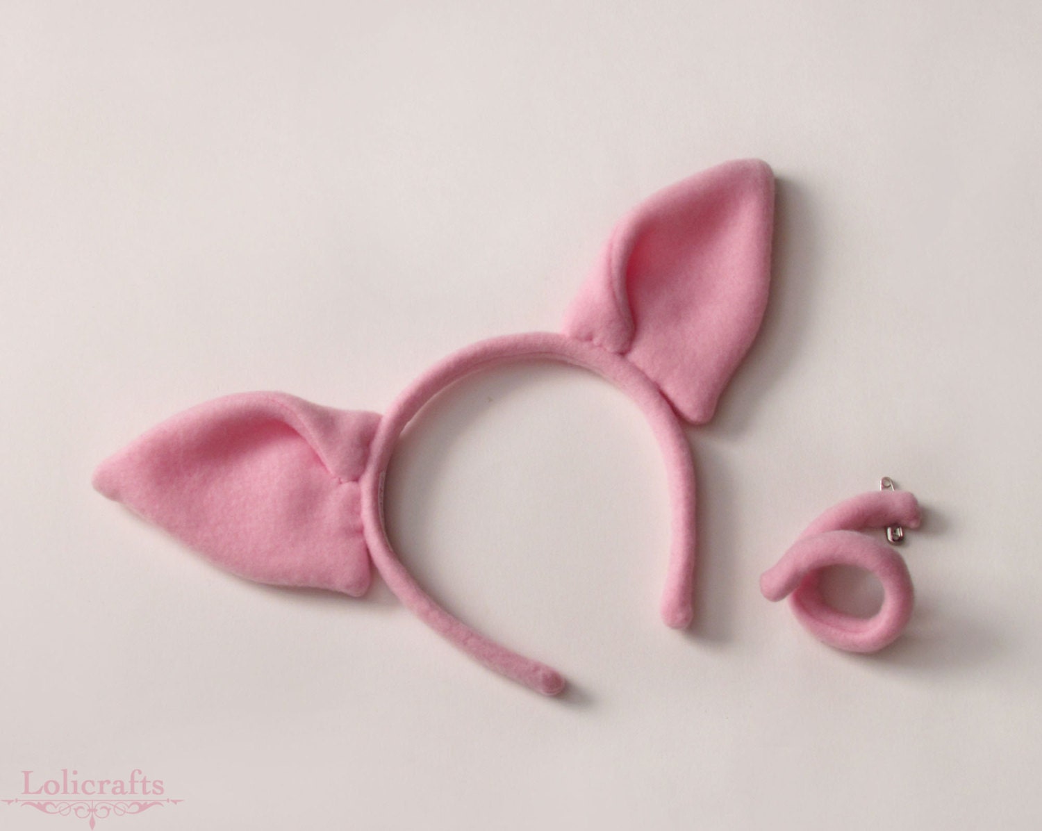 Pig Costume Set Ears and a Tail by lolicrafts on Etsy