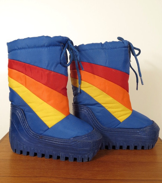 Vintage 1980s Kids Moon Boots Rainbow And Platforms