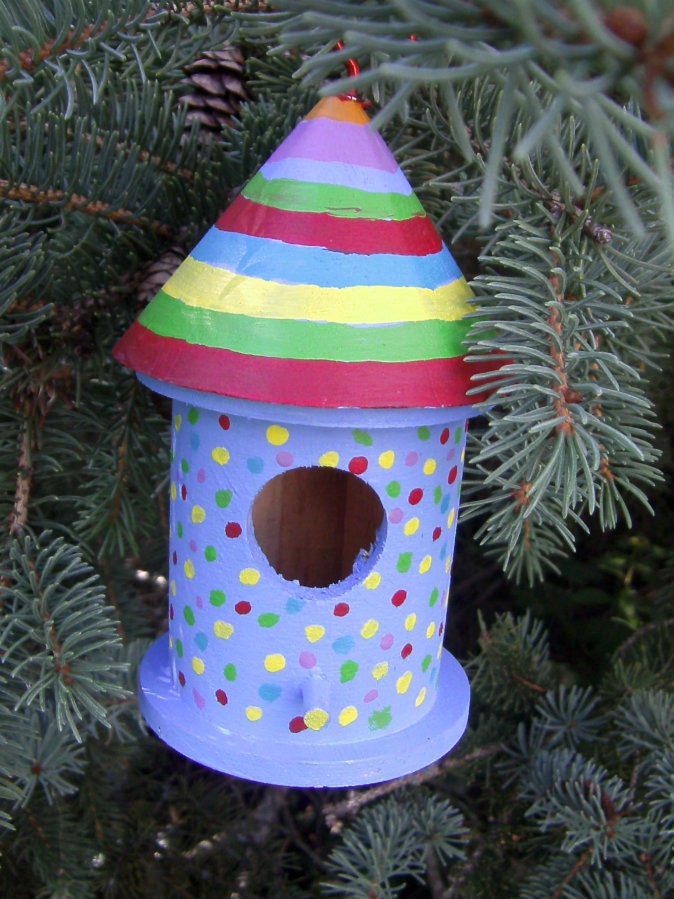 Rainbow Birdhouse Small Birdhouse Hand Painted by DemmersArt