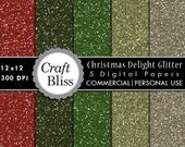 Christmas Delight Glitter Digital Paper Pack Commercial Use INSTANT DOWNLOAD Digital Scrapbooking Papers Christmas Gift Wrap Glitter Il_170x135