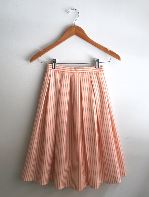 Vintage 1960s Pleated Skirt / Full Striped Skirt by beltwayvintage