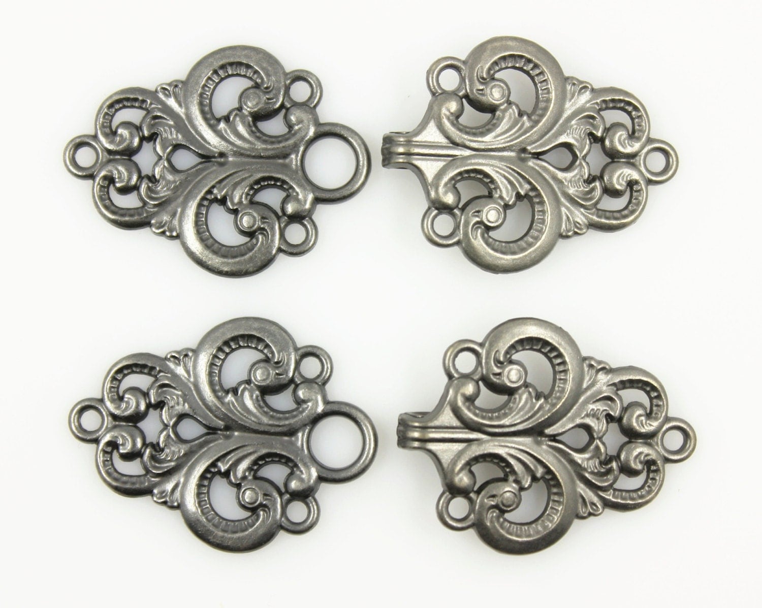 Hook And Eye Fasteners Stunning Gunmetal Openwork Baroque 