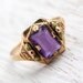 SALE - Antique 10k Yellow & Rose Gold Amethyst Ring - Art Deco Size 6 3/4 Purple Amethyst Signed BDA Fine Jewelry / 1.55 Carat Gemstone