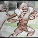Football: A Really Close Call, watercolor on Rives BFK 14"x11" by Kenney Mencher