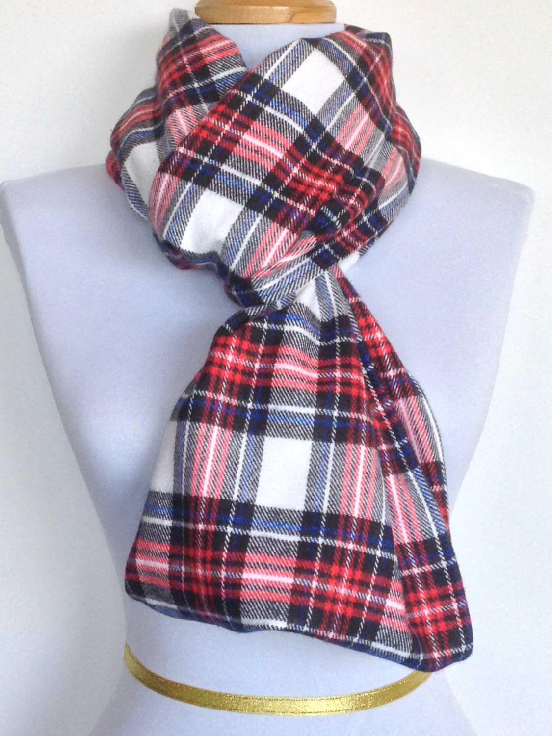 Infinity Scarf in Red White Blue and Black Tartan Plaid