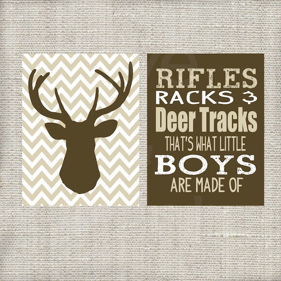 Items similar to Rifles, Racks, and Deer Tracks That's What Little Boys ...