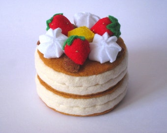 Felt food Pancake set (strawberry) eco friendly children's felt play food for kids toy kitchen