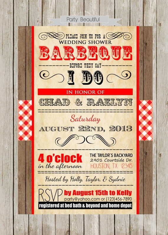 Items similar to Couples or Coed Barbeque Wedding Shower ...