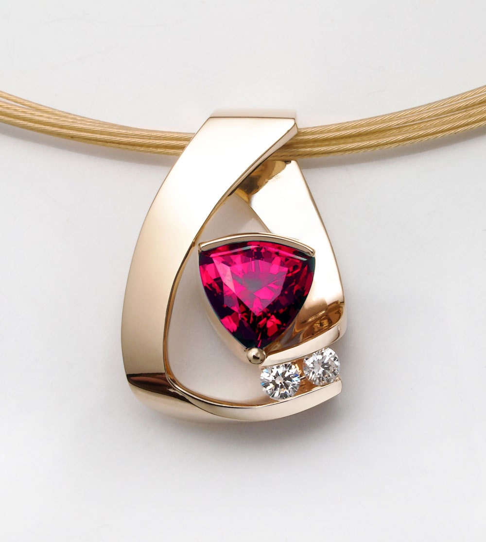 ruby necklace 14k yellow gold Chatham ruby necklace diamond