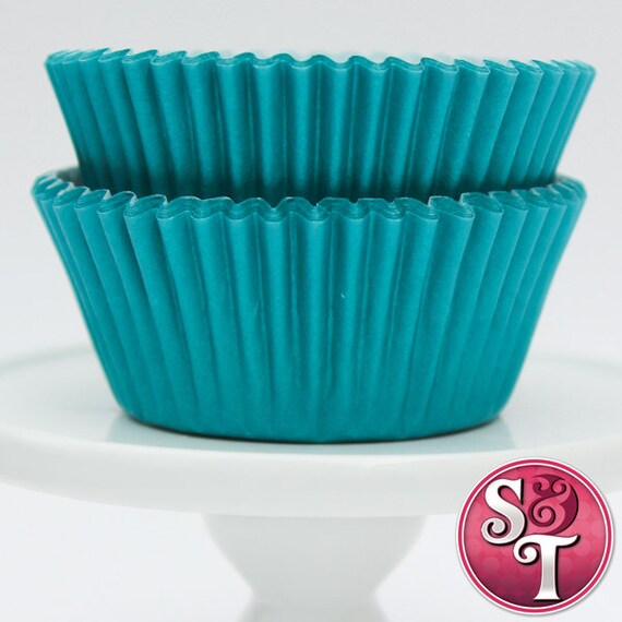 Solid Aqua Blue GREASEPROOF Baking Cups Cupcake Liners - Quantity 50 Il_570xn