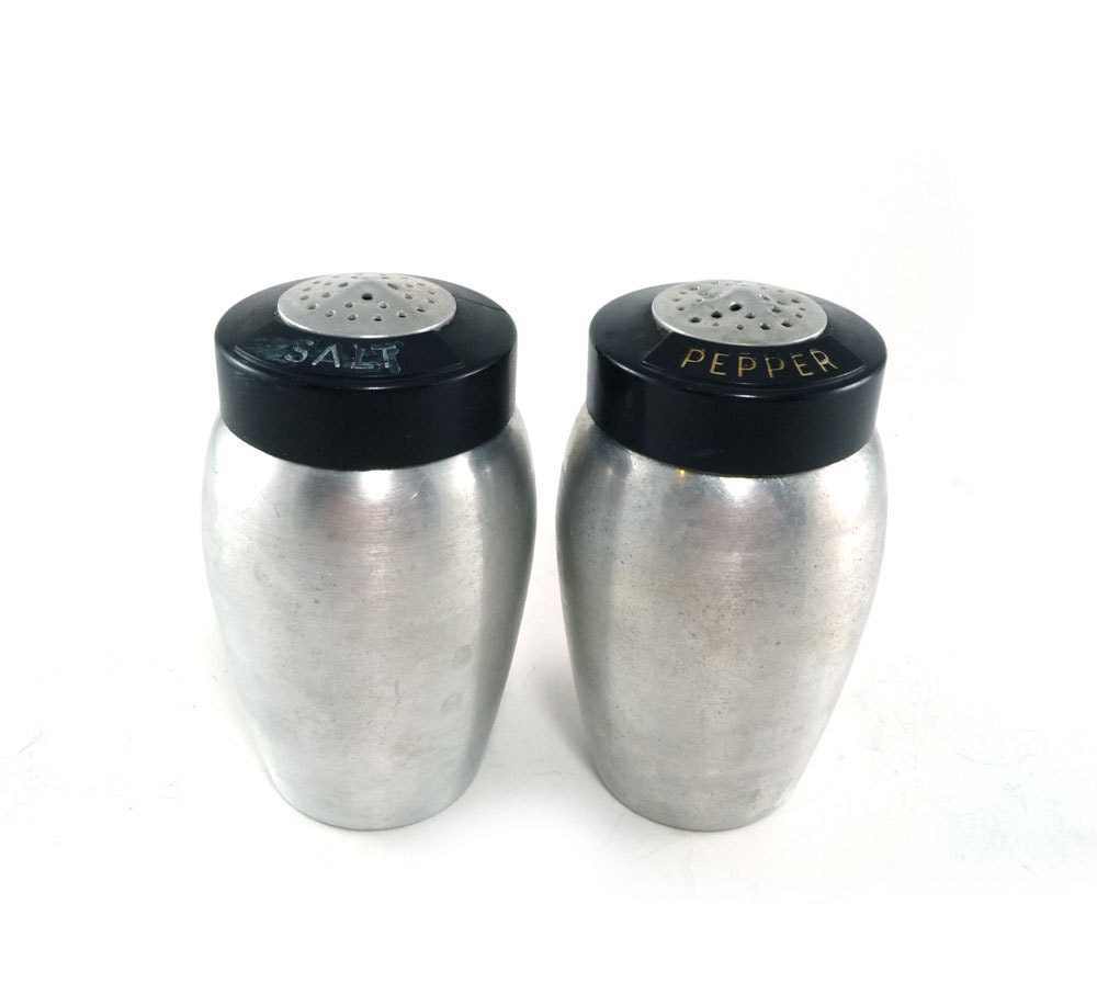 Kromex aluminum salt and pepper shakers
