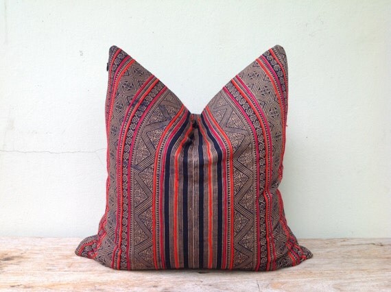 Tribal Tradition Design Ethnic Style Hand Print Cushion Chic Pillow Cover 20" x 20" Same fabric front and reverse