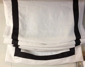 Roman Shade--Custom, Relaxed with ribbon trim