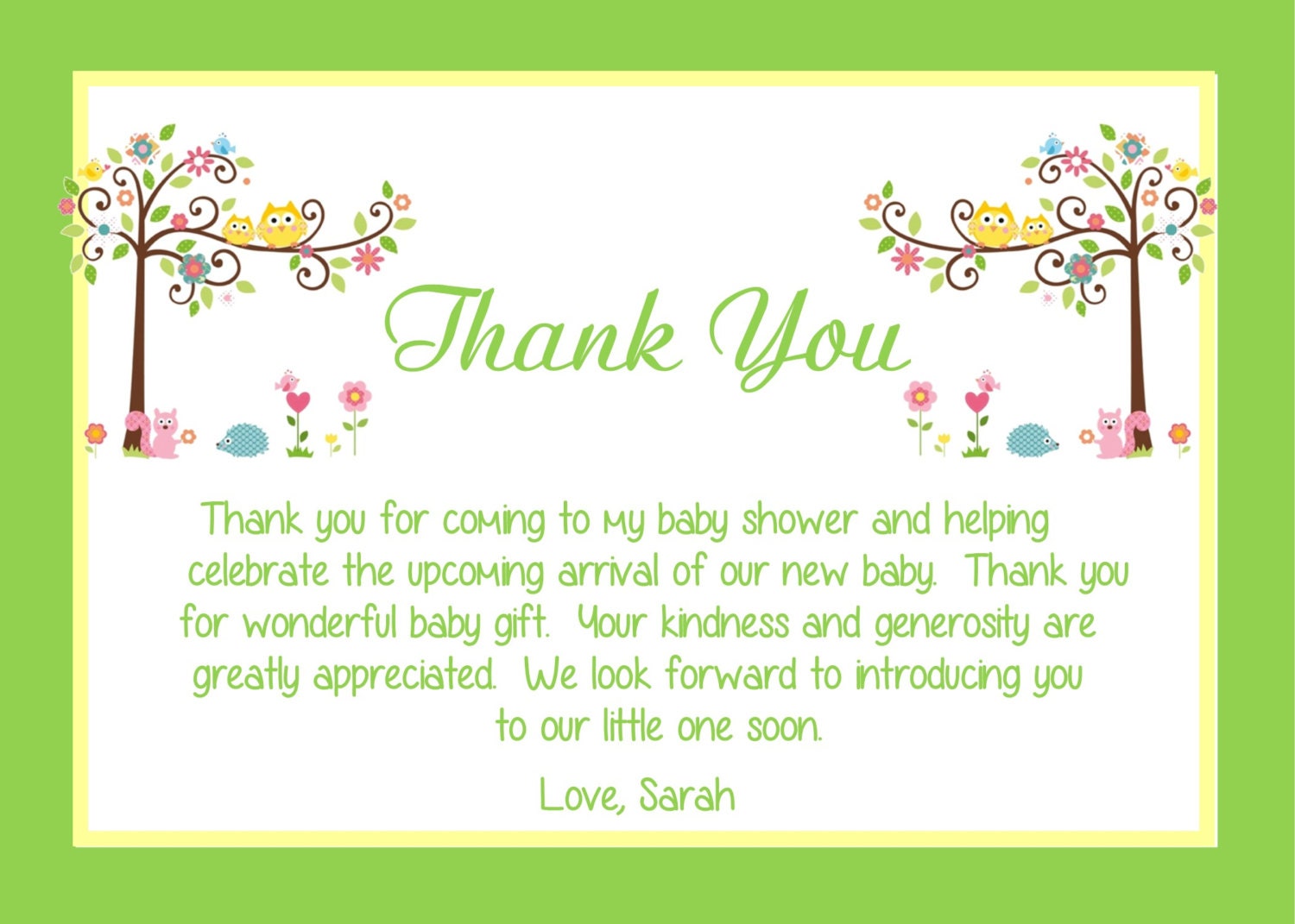 Baby Shower Thank You Cards Wording Examples