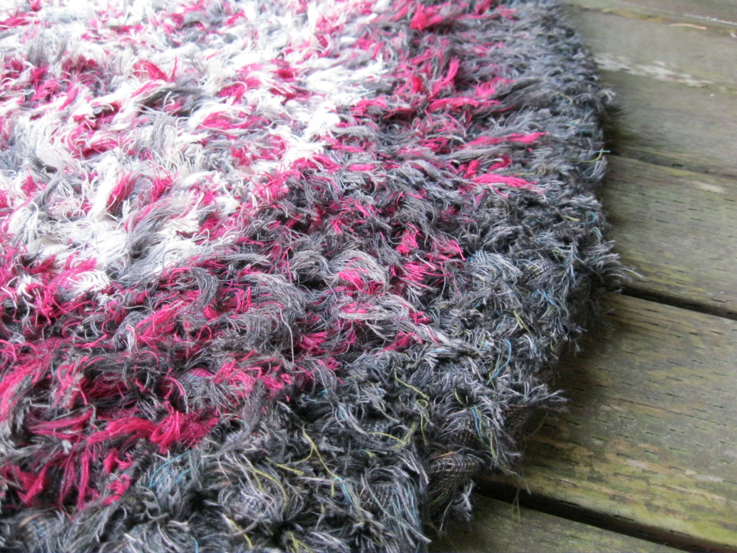 Pink White and Grey area rug