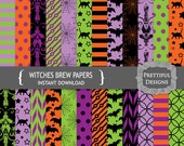 25% OFF SALE Halloween Digital Paper Pack - Witches Brew Il_170x135