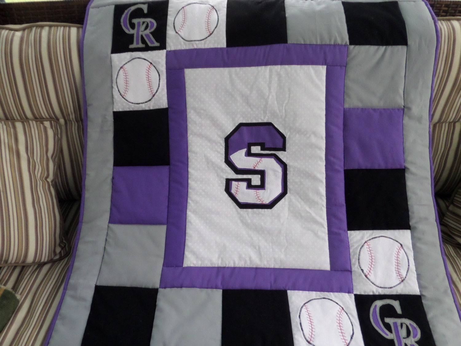 Customized Baseball Baby Quilt