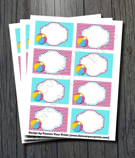 Pool Party Buffet Table Cards - INSTANT DOWNLOAD Il_570xn