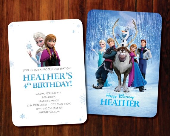Frozen Birthday invitations Disney, double sided - set of 15 Il_570xn