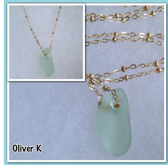 Items similar to Elegant Kauai 'floating' sea glass necklace on Seafoam