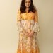 Vintage 1970s orange white flowers maxi dress