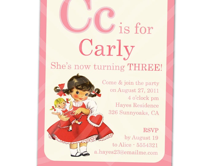 Cute ABC Flashcard Themed Invitation - Birthday, baby shower invitation - Digital Template - Customizable Wordings - Print-your-own