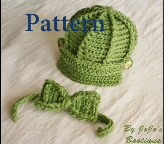 pattern hat and newsboy tie crochet and and Hat Tie Crochet Baby PATTERN  Newsboy   Hat Bow Tie Bow