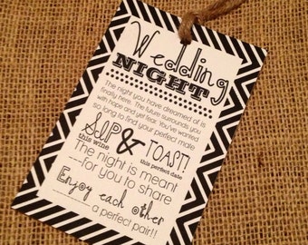 Set of 8 - Bridal Shower Wine Basket Gift Tags - Chevron