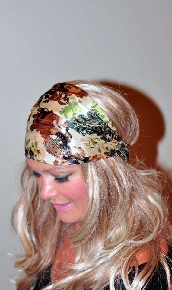 Items similar to Headband Hair Wrap Summer Head Cover Women Flower Beach Headband Hair Scarf