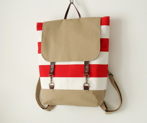 red stripe backpack