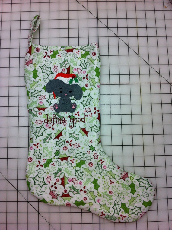 Rebel Bunny Embroidered Christmas Stocking
