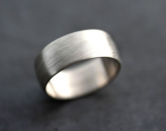 Brushed white gold wedding rings