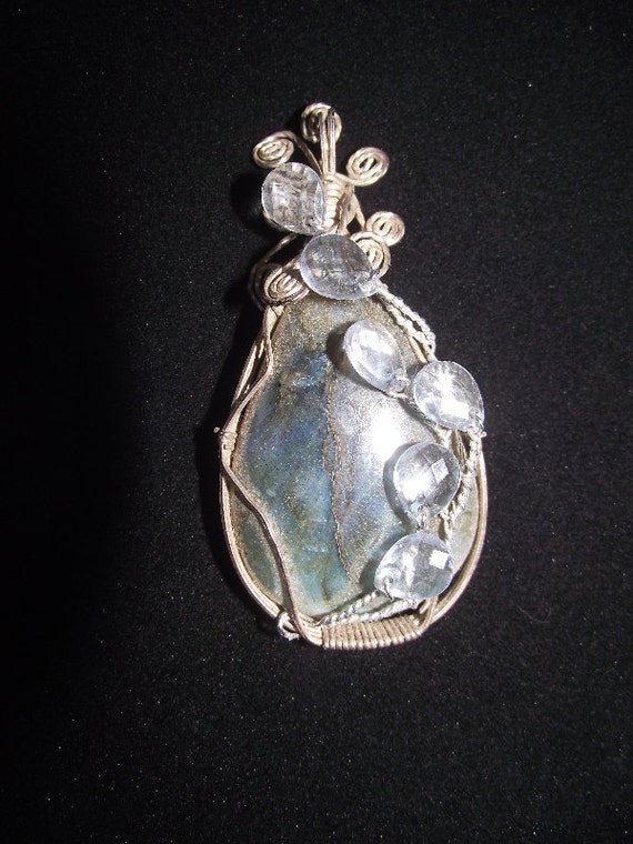 Labradorite sterling silver  wire wrapped pendant