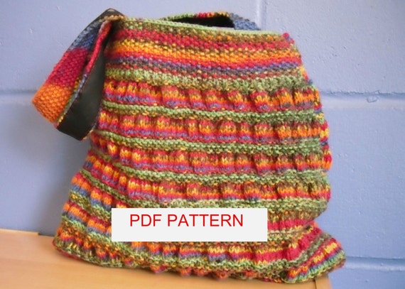 Knitting Pattern Gathered Tote Bag.