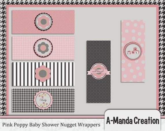 Pink Poppy Baby Shower Printable Nugget Wrappers Il_570xn