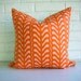 Decorative Pillow Cover Throw Cushion - Orange Pink - Cotton Linen - Lizzy House Fern Stripe - Modern Colorful Summer