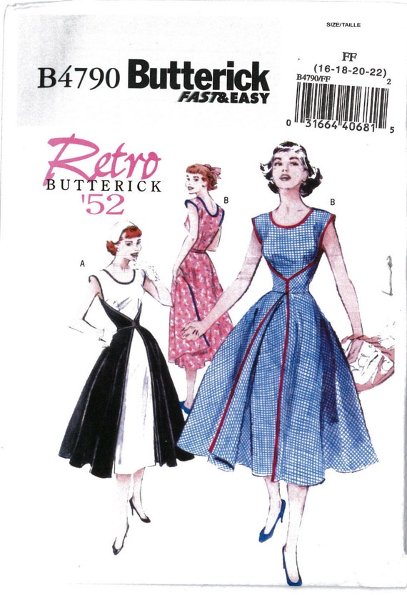 size pattern dress plus walkaway Butterick Size Plus 1950's UNCUT Walk Sewing Pattern Dress Away B4790