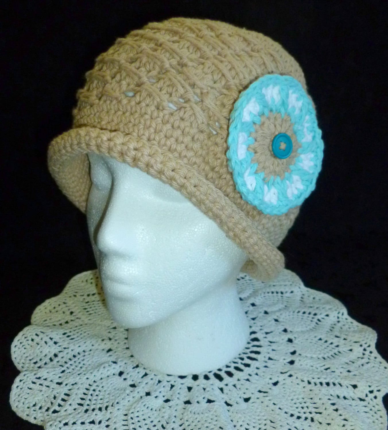 Rolled Brim Hat Cloche Cotton Crochet Hat Bucket Hat