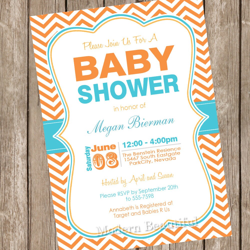 Orange Baby Shower Invitations 7