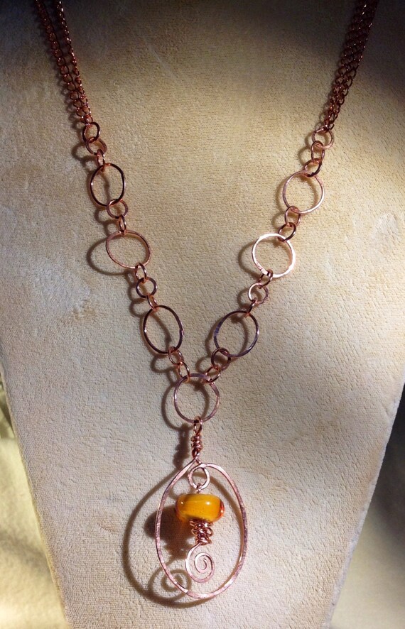 Hammered Copper Necklace And Pendant