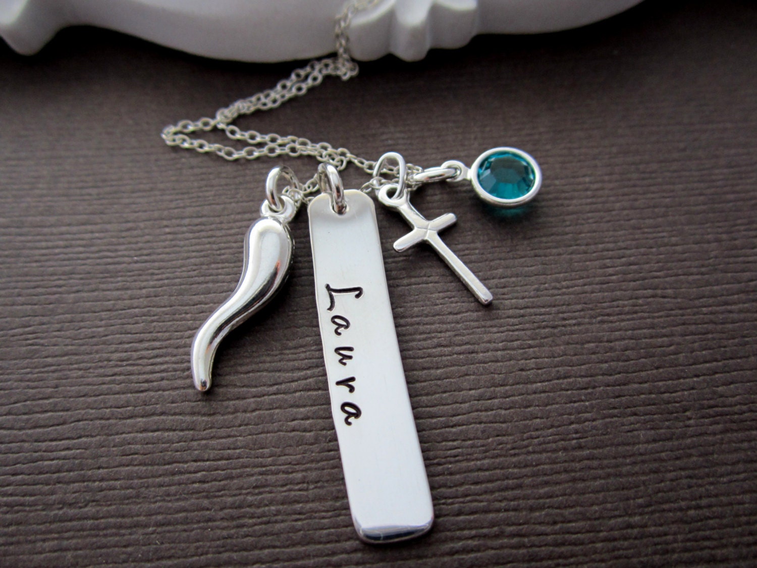 Personalized Horn Necklace Italy Horn Necklace by ShinyMetals