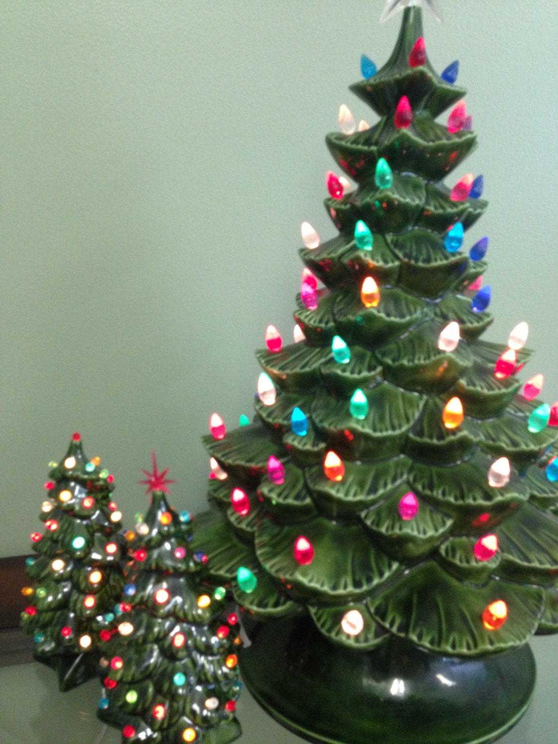 trio of ceramic vintage christmas trees trio of ceramic vintage christmas trees