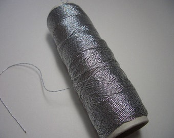 Silver metallic lame yarn, 2-ply yarn, silver yarn, metallic yarn, 69 meters, silver thread, metallic, silver yarn, thread, cord, silver