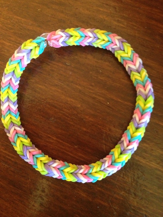 Items similar to Pastel Color Rainbow Loom Bracelet on Etsy