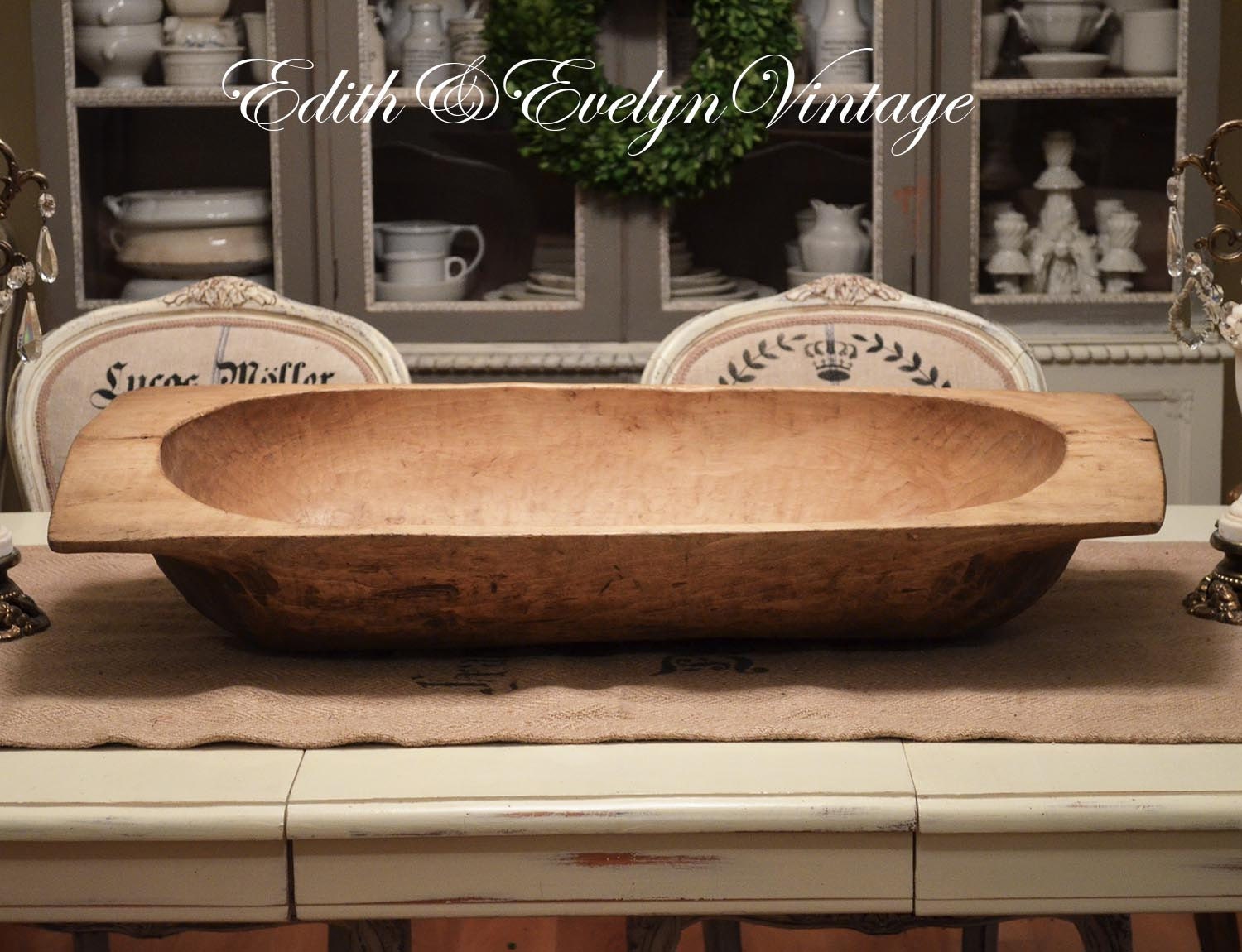 Antique French Dough Bowl Trencher Carved Wood Authentic