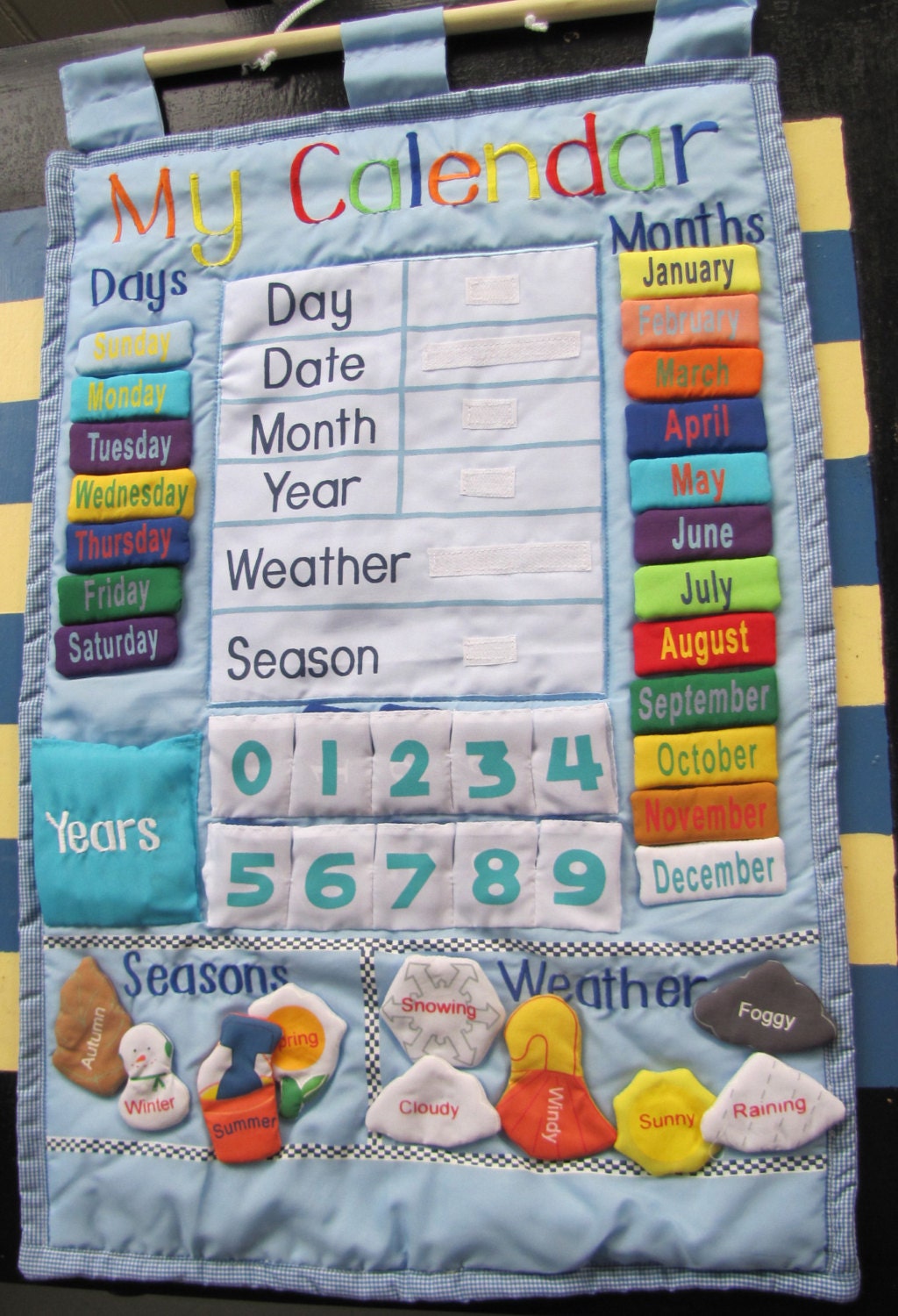LAST ONE Personalized Fabric Hanging Wall Calendar for Little