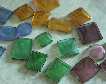 4 Vintage Glass Colored Watch Crystals