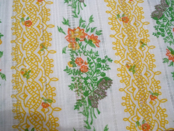 Flowers & Yellow lace printed Leno weave fabric 1.72 yards